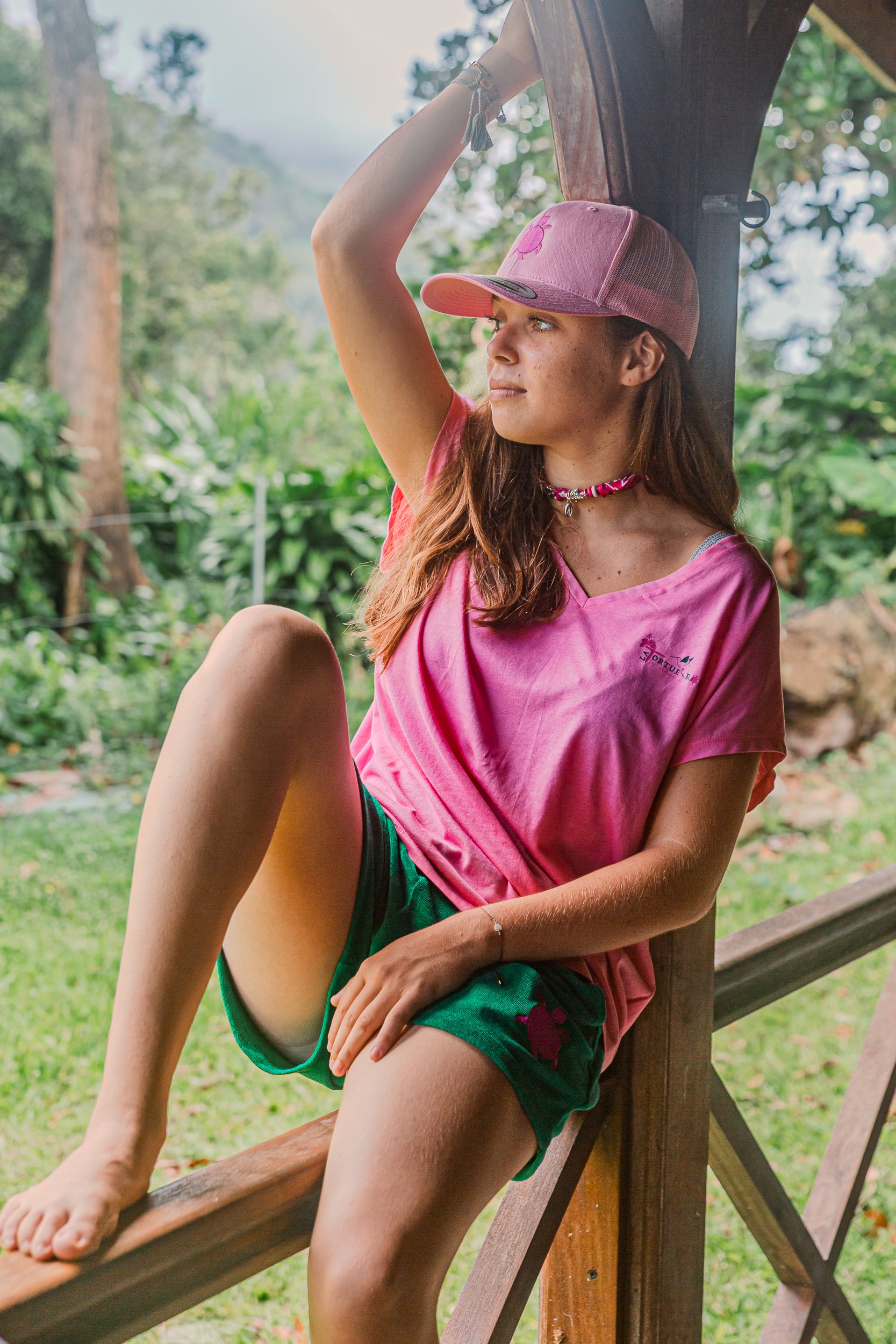 T-Shirt femme loose col V